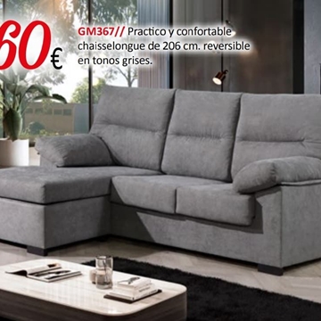 Chaiselongue reversible en tonos grises - Imagen 1