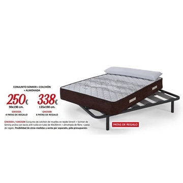 GM250A-GM250B-GM250C_Conjunto somier + colchón + almohada + patas de regalo - Imagen 1