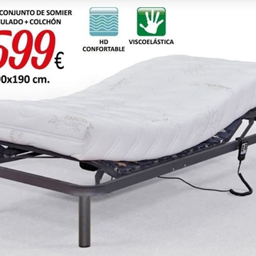 GM640_Conjunto de somier articulado + colchón 90x190 cm - Imagen 1