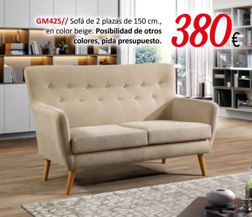Sofá de 2 plazas en color beige - Imagen 1